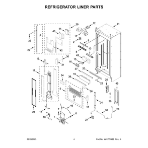 Refrigerator Liner Parts Diagram and Parts List for JBRFL24IGX20  Jenn-Air Refrigerator