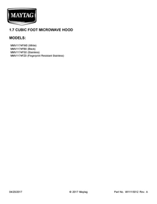 Cover Sheet Diagram and Parts List for MMV1174FS0  Maytag Microwave