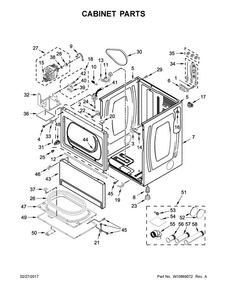 Cabinet Parts Diagram and Parts List for MDE20CSAGW0  Maytag Dryer