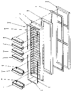 Freezer Door Diagram and Parts List for SX25N-P1162704W  Amana Refrigerator