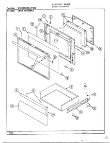 Door/drawer Diagram and Parts List for EPG9-77(*)589GF  Hardwick Range