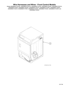 Wire Harnesses/Wires  Front Control Diagram and Parts List for ADGE9BGS115TW01 1912999999 Speed Queen Dryer