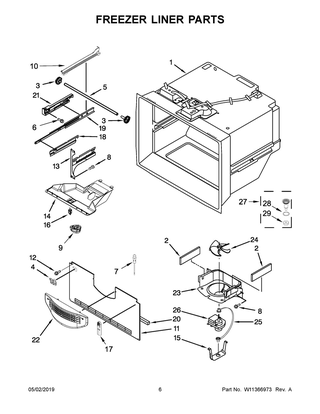 Freezer Liner Parts Diagram and Parts List for ABB1924BRB01  Maytag Refrigerator