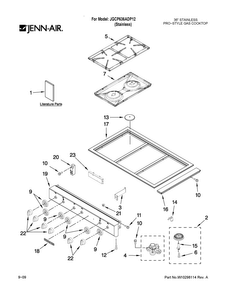 Cooktop, Burner And Grate Parts Diagram and Parts List for JGCP636ADP12  Jenn-Air Cooktop
