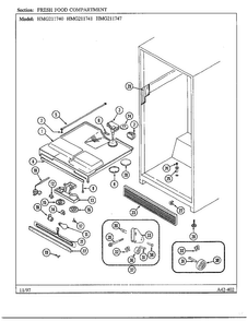 Fresh Food Compartment Diagram and Parts List for 211740  Admiral Refrigerator