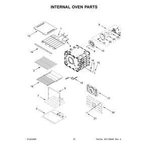 Internal Oven Parts Diagram and Parts List for JOEDC530RM00  Jenn-Air Wall Oven