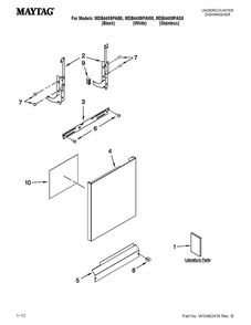 Door And Panel Parts Diagram and Parts List for MDB4409PAW0  Maytag Dishwasher
