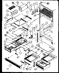Refrigerator Shelving And Drawers Diagram and Parts List for 85161W-P1117111WW  Amana Refrigerator