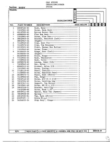 Body/control Panel/top Assembly Page 2 Diagram and Parts List for 2522A  Hardwick Range