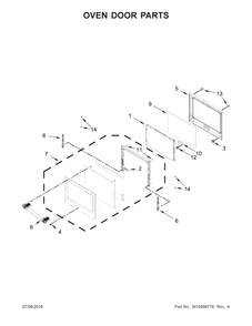 Oven Door Parts Diagram and Parts List for MEW9530FZ01  Maytag Wall Oven