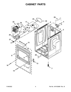 Cabinet Parts 2 Diagram and Parts List for MGD6230HC1  Maytag Dryer