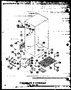 Compressor & Condenser 18 Cu. Ft. Diagram and Parts List for T16W-P60303-53W  Amana Refrigerator