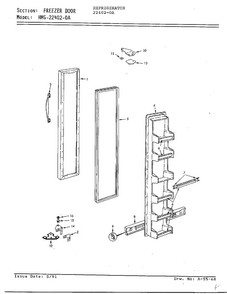 Freezer Door Diagram and Parts List for 22402-0A  Admiral Refrigerator