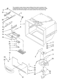 Freezer Liner Parts Diagram and Parts List for JFC2089HTB12  Jenn-Air Refrigerator