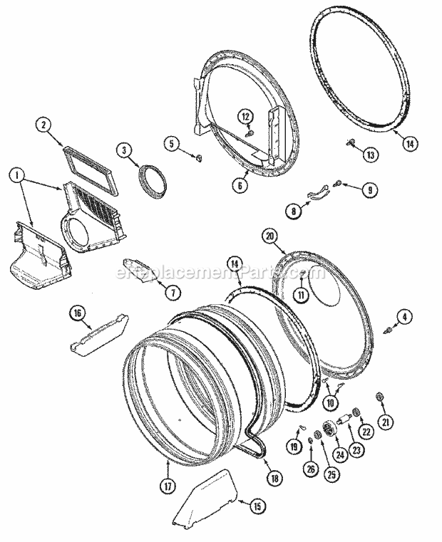 TUMBLER Diagram and Parts List for MDE2600AYW  Maytag Dryer
