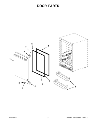Door Parts Diagram and Parts List for JURFL242HM00  Maytag Wine and Beverage Cooler