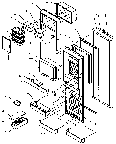 Fresh Food Inner Door Diagram and Parts List for SXD25N-P1162419W  Amana Refrigerator