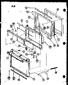 Door Diagram and Parts List for RR-700 P75411-3M Amana Microwave