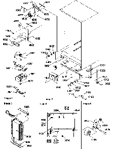 Drain System, Rollers, & Evaporater Assy Diagram and Parts List for SCD25TW-P1190422WW  Amana Refrigerator