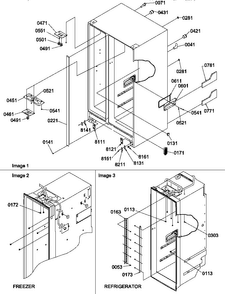 Cabinet Parts Diagram and Parts List for SBDE20TPE-P1190905WE  Amana Refrigerator