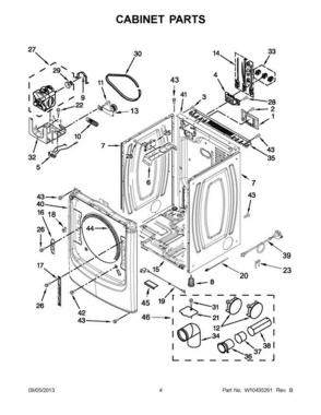 03 - Cabinet Parts Diagram and Parts List for YMED9000YG1  Maytag Dryer