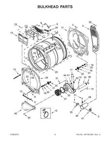 Bulkhead Parts Diagram and Parts List for MGDB835DC3  Maytag Dryer