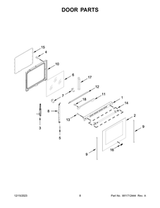 Door Parts Diagram and Parts List for YMER8800FW7  Maytag Range