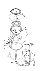 Basket And Tub Parts Diagram and Parts List for 7MMVWX510YW1  Maytag Washer