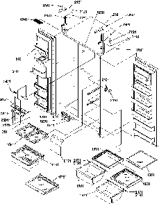 Refrigerator/freezer Shelves, Lights, And Hinges Diagram and Parts List for SRDE520SW-P1183103WW  Amana Refrigerator