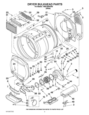04 - DRYER BULKHEAD PARTS Diagram and Parts List for YMET3800XW0  Maytag Washer Dryer Combo