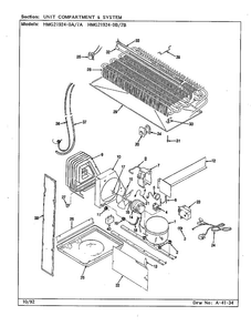 Unit Compartment And System Diagram and Parts List for 21924-7A  Admiral Refrigerator