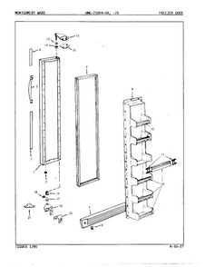 Freezer Door Diagram and Parts List for 21804A  Admiral Refrigerator