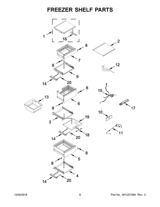 Freezer Shelf Parts Diagram and Parts List for JBZFL24IGX00  Maytag Freezer