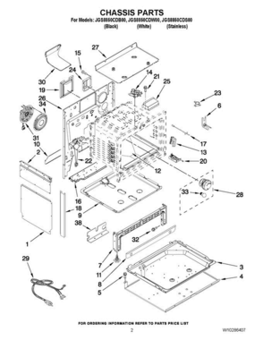 02 - Chassis Parts Diagram and Parts List for JGS8850CDS00  Jenn-Air Range