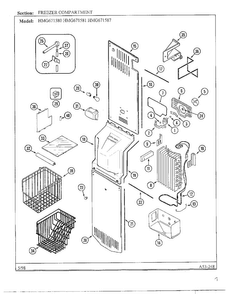 Freezer Compartment Diagram and Parts List for HMG671580  Admiral Refrigerator