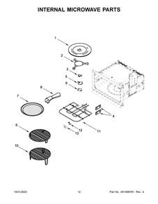Internal Microwave Parts Diagram and Parts List for JMW3430LL03  Jenn-Air Microwave Oven Combo