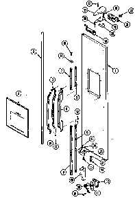 Freezer Outer Door Diagram and Parts List for RSW2200CAL DM31B Maytag Refrigerator