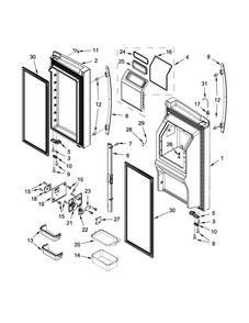 Refrigerator Door Parts Diagram and Parts List for JFX2897DRM01  Jenn-Air Refrigerator