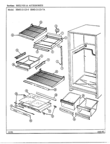 Shelves And Accessories Diagram and Parts List for 21123-0  Admiral Refrigerator