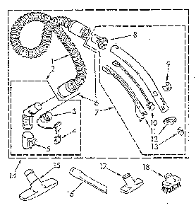 Hose And Attachment Diagram and Parts List for 1162439080  Kenmore Canister Vacuum