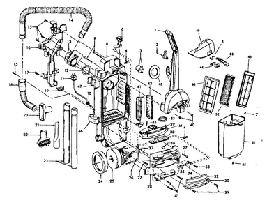 Main Body Diagram and Parts List for U5156-900  Hoover Upright Vacuum