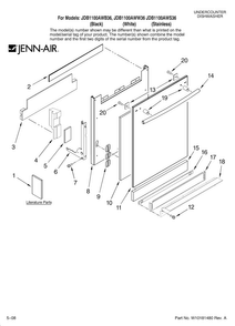 Door And Panel Parts Diagram and Parts List for JDB1100AWS36  Jenn-Air Dishwasher