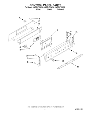 02 - CONTROL PANEL PARTS Diagram and Parts List for YMERH770WS0  Maytag Range