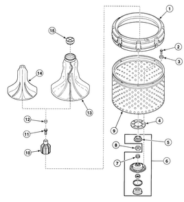Washtub Assy Diagram and Parts List for SWT210LA1124  Speed Queen Washer