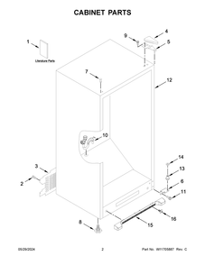Cabinet Parts Diagram and Parts List for MZF34X16DW10  Maytag Freezer