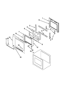 Lower Oven Door Parts Diagram and Parts List for JJW2527WS00  Jenn-Air Wall Oven