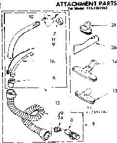 Attachment Parts Diagram and Parts List for 1162397182  Kenmore Canister Vacuum