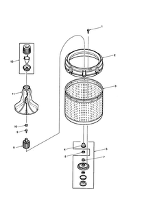 Agitator/drive Bell/washertub/hub Diagram and Parts List for DLW330RA-PDLW330RA  Amana Washer