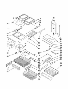 Shelf Parts Diagram and Parts List for MFF2558VEW1  Maytag Refrigerator