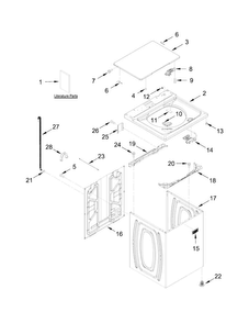 Top And Cabinet Parts Diagram and Parts List for MVWC415EW1  Maytag Washer